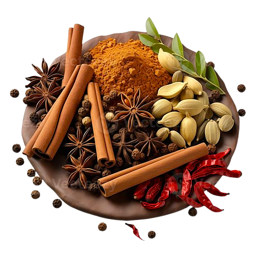 traditional assortment of fragrant spices on a rustic plate removebg preview